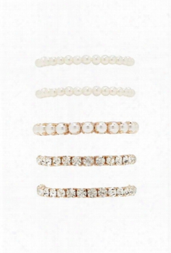 Faux Pearl Stretch Bracelet Set