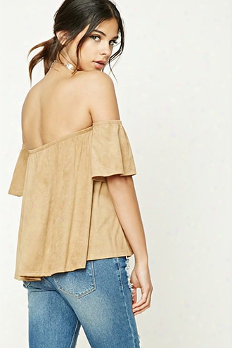 Faux Suede Off-the-shoulder Top