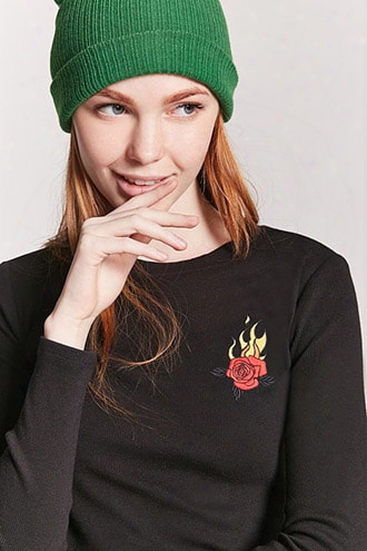 Flaming Rose Patch Top