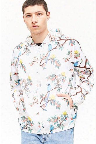 Floral Print Pull-ring Windbreaker