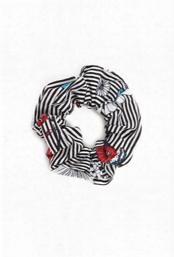 Floral Striped Scrunchie