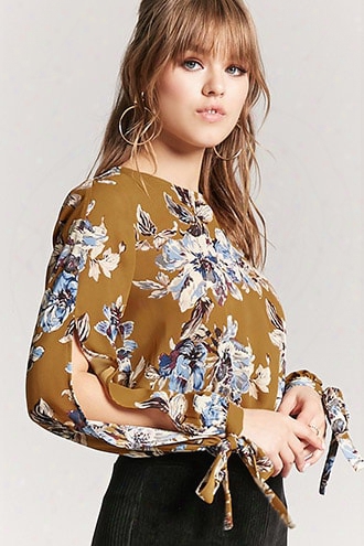 Floral Tie-sleeve Top