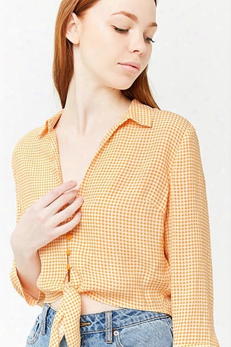 Gingham Tie-front Shirt