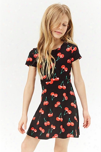 Girls Cherry Print Crisscross Fit & Flare Dress (kids)