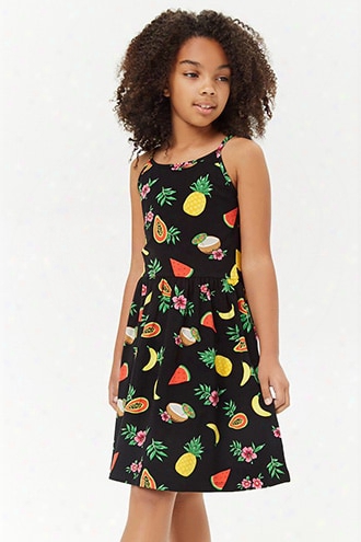 Girls Floral Fruit Cutout Skater Dress (kids)