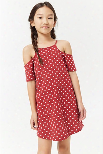 Girls Polka Dot Open-shoulder Dress (kids)