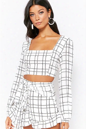 Grid Print Crop Top