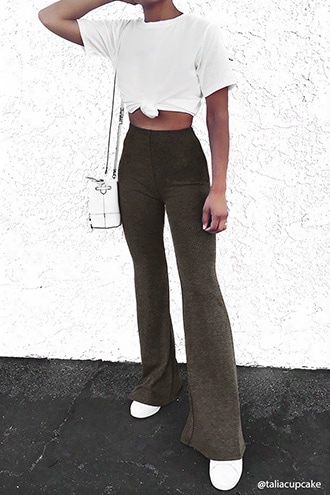 Heathered Knit Flared Pants