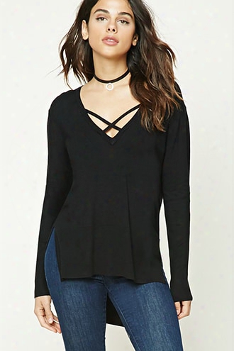 High-low V-neck Sweater