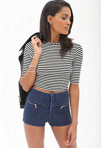 High-rise Zippered Shorts