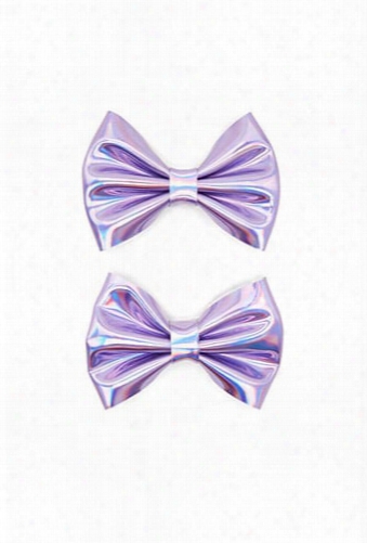 Holographic Bow Hair Clip Set