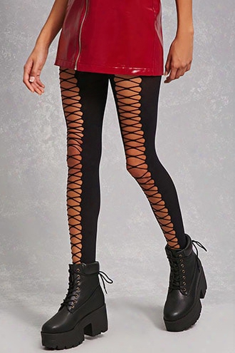 Lace-up Thigh-high Tights