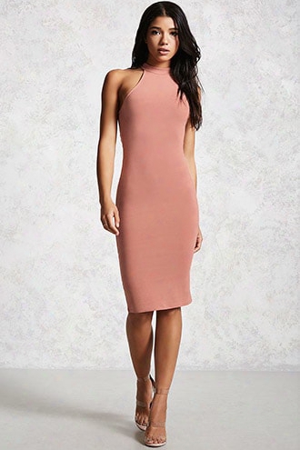 Mock Neck Midi Dress