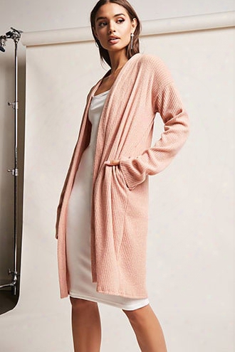 Open-front Ribbed Cardigan