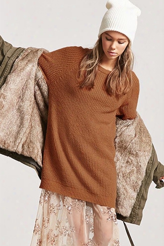 Oversized Ribbed Knit Sweater Dress