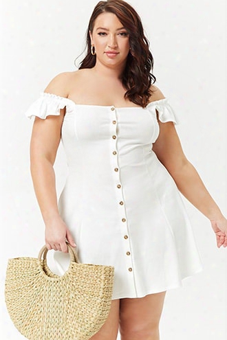 Plus Size Button-front Fit & Flare Dress