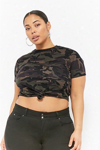 Plus Size Knotted Camo Tee