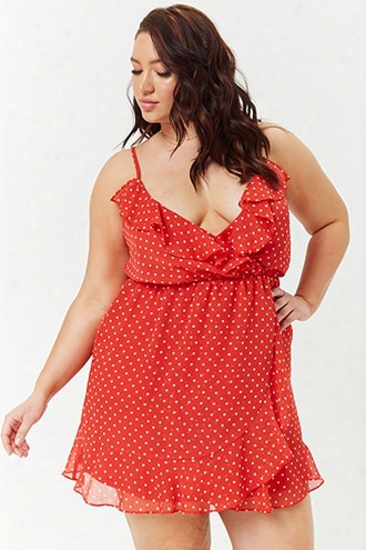 Plus Size Polka Dot Flounce Dress