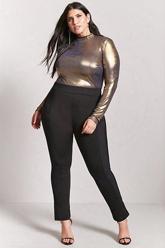 Plus Size Ribbed Panel Leggings