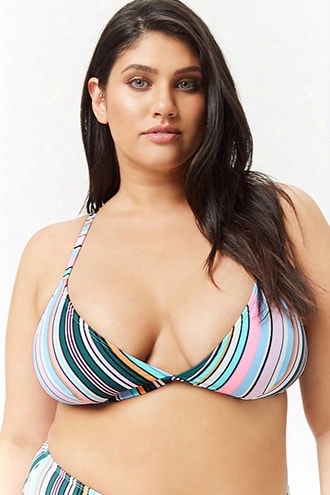 Plus Size Striped Bikini Top