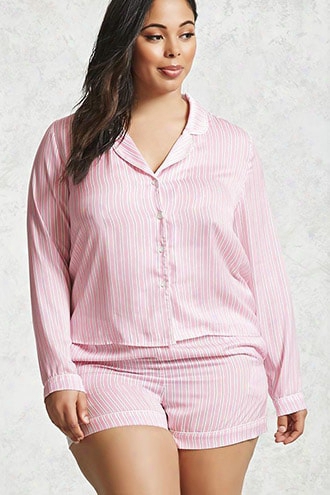 Plus Size Striped Pajama Set