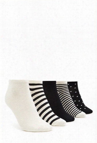 Polka Dot Ankle Socks - 5 Pack