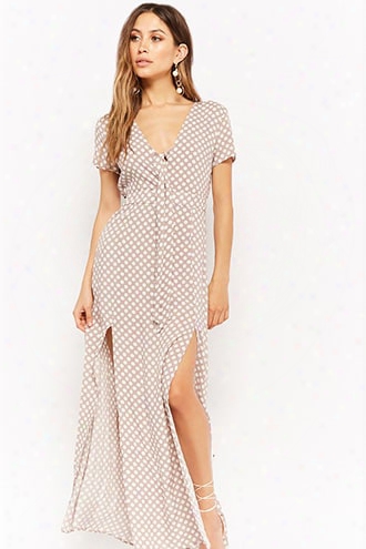 Polka Dot Tie-front Maxi Dress