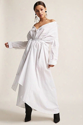 Poplin High-low Maxi Shirt Dress