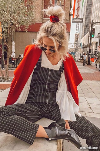 Pull-ring Pinstripe Overalls