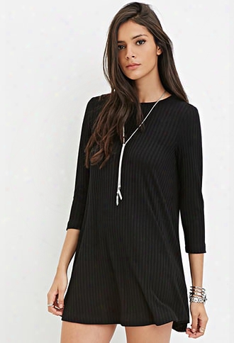 Ribbed Knit Trapeze Dress