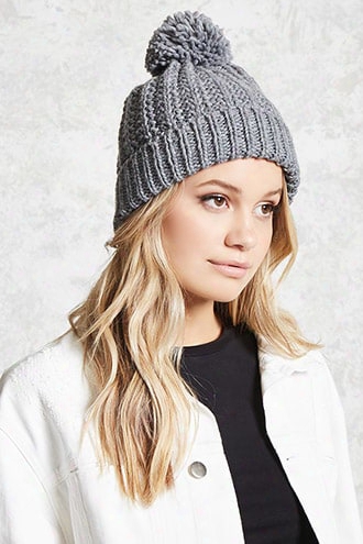 Ribbed Pom-om Beanie