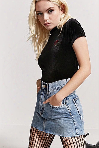 Rose Embroidered Velvet Top