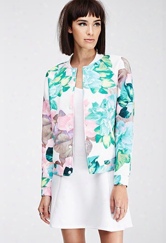 Scuba Knit Floral Bomber Jacket