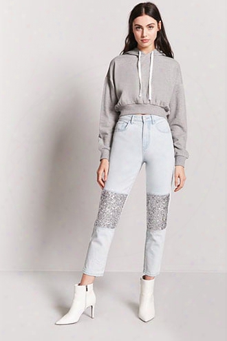 Sequin-panel Ankle Jeans