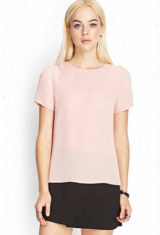 Short-sleeved Crepe Blouse