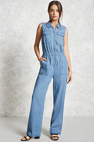 Sleeveless Denim Jumpsuit