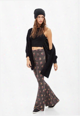 Spotted Floral Flare Pants