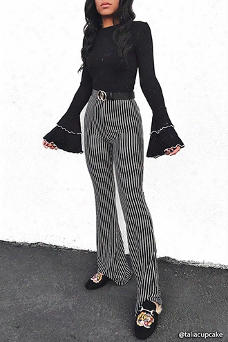 Stripe High-rise Flare Pants