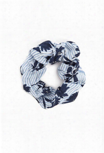 Striped Floral Scrunchie