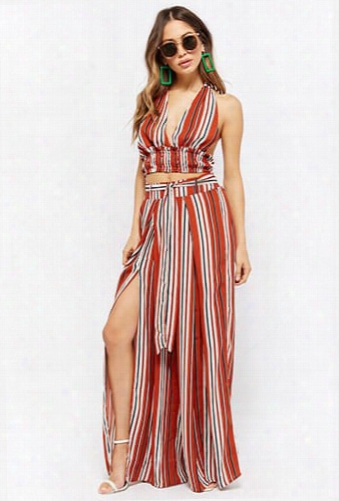 Striped Halter Crop Top & Pants Set