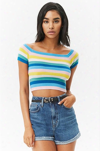 Striped Ribbed Knit Crop Top