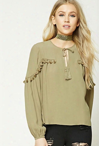 Tassel Trim Self-tie Top