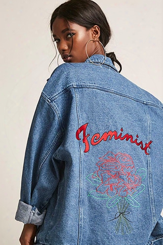 The Style Club Oversized Feminist Denim Jacket