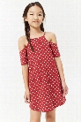 Girls Polka Dot Open-Shoulder Dress (Kids)