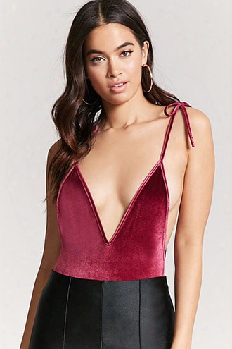 Tie-strap Velvet Bodysuit