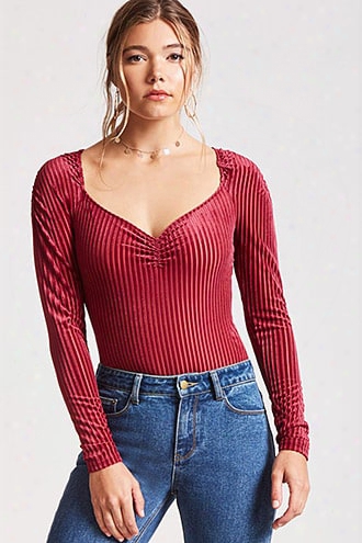 Velvet Shadow-striped Bodysuit