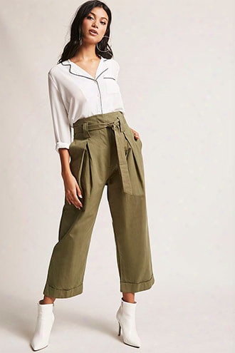 Wide-leg Belted Trousers