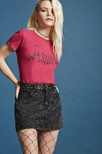 Acid Wash Denim Mini Skirt