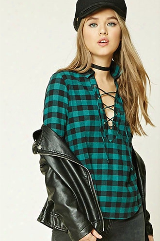 Buffalo Plaid Lace-up Shirt