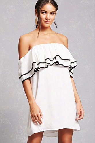 Contrast Trim Flounce Dress